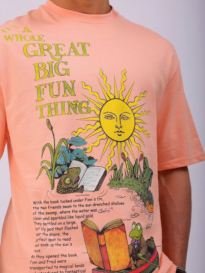 The Indian Garage Co Men Graphic Printed Round Neck Pure Cotton Relaxed Fit T-shirt
