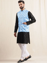 Anouk Embroidered Sequnnied Pure Cotton Straight Kurta With Pyjamas & Nehru Jacket