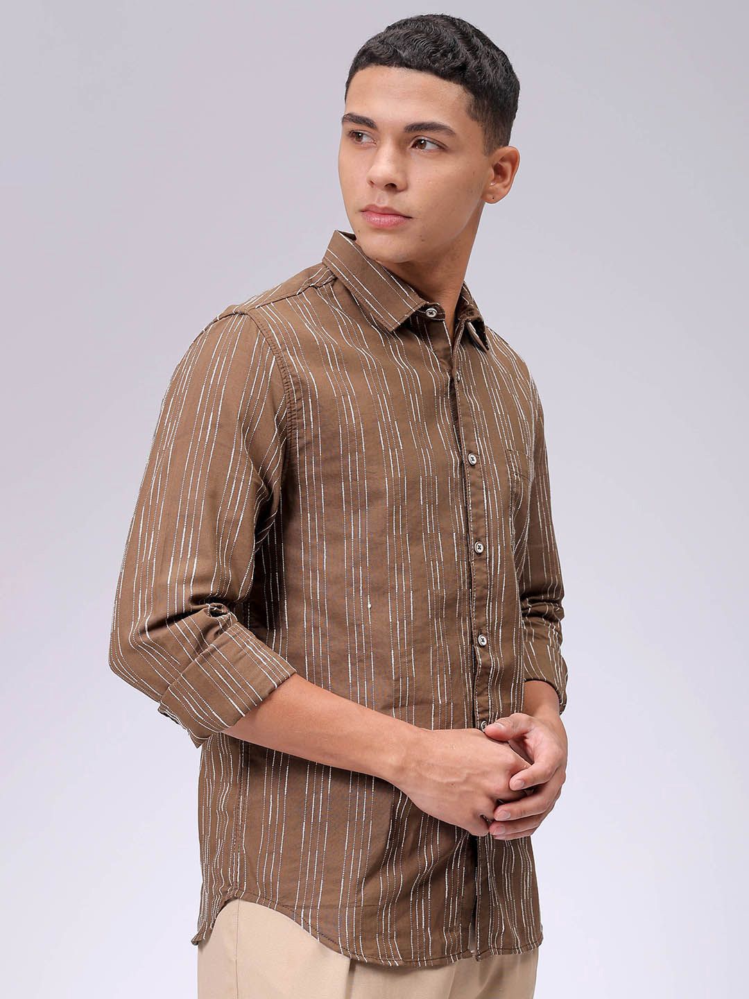 The Indian Garage Co Men Slim Fit Multi Stripes Opaque Striped Casual Shirt