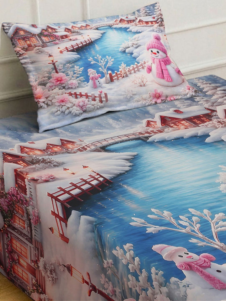 KLOTTHE White Cartoon Characters Polycotton Regular 300 TC Single Fine Bedsheets