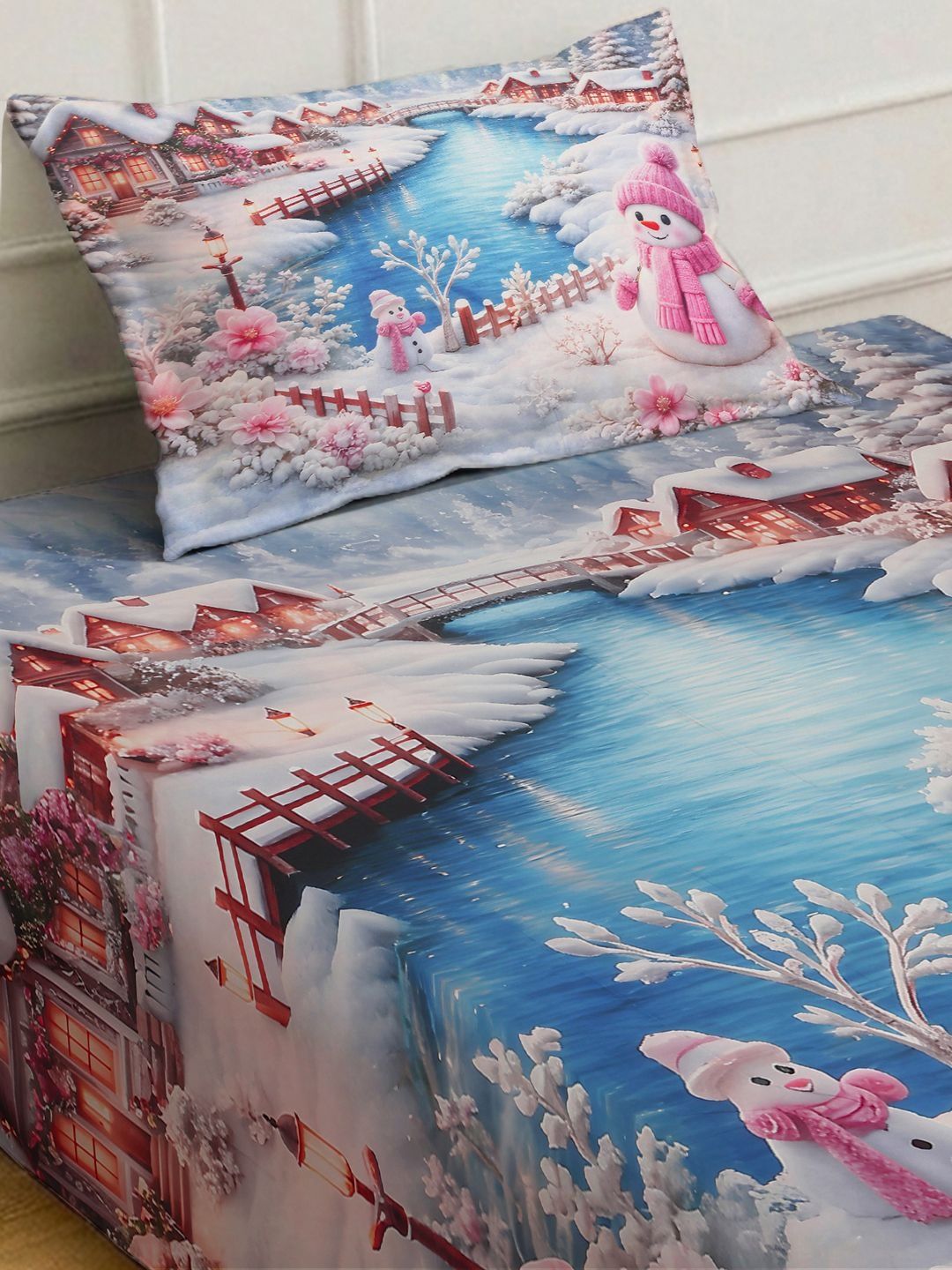 KLOTTHE White Cartoon Characters Polycotton Regular 300 TC Single Fine Bedsheets