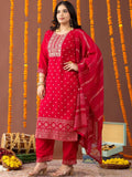 Mamicha Floral Printed Regular Kurta & Trousers With Dupatta