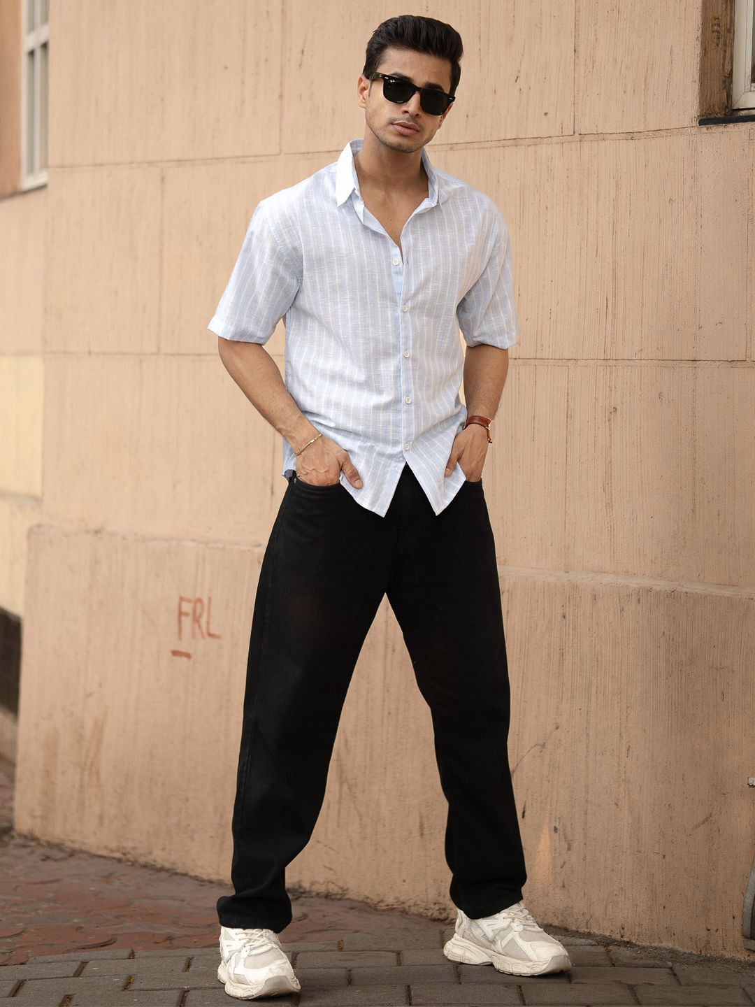 Powerlook Men Striped Oversized Drop-Shoulder Sleeves Casual Shirt