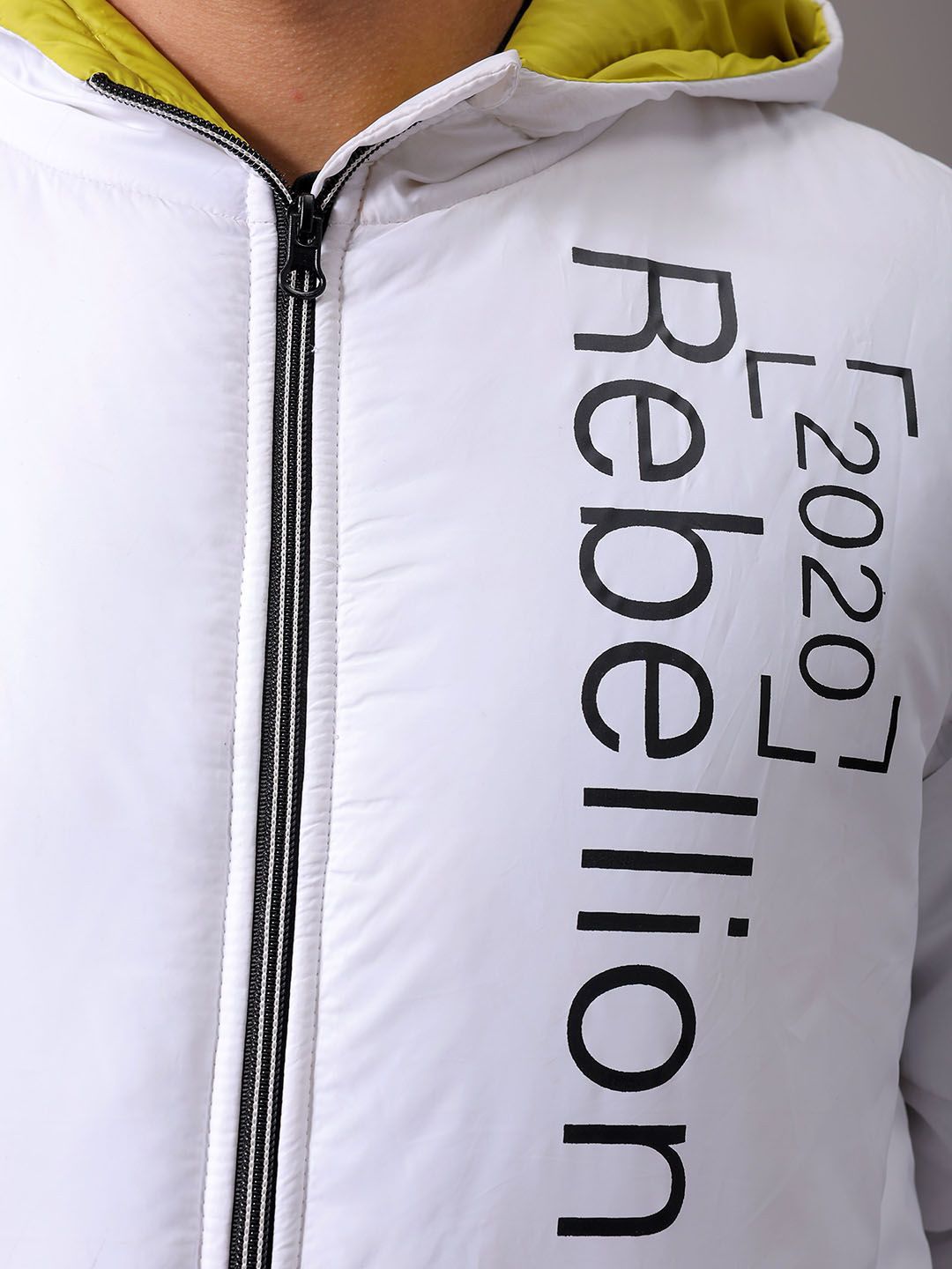 The Indian Garage Co Men Hooded Typography Printed Casual Quilted Jacket