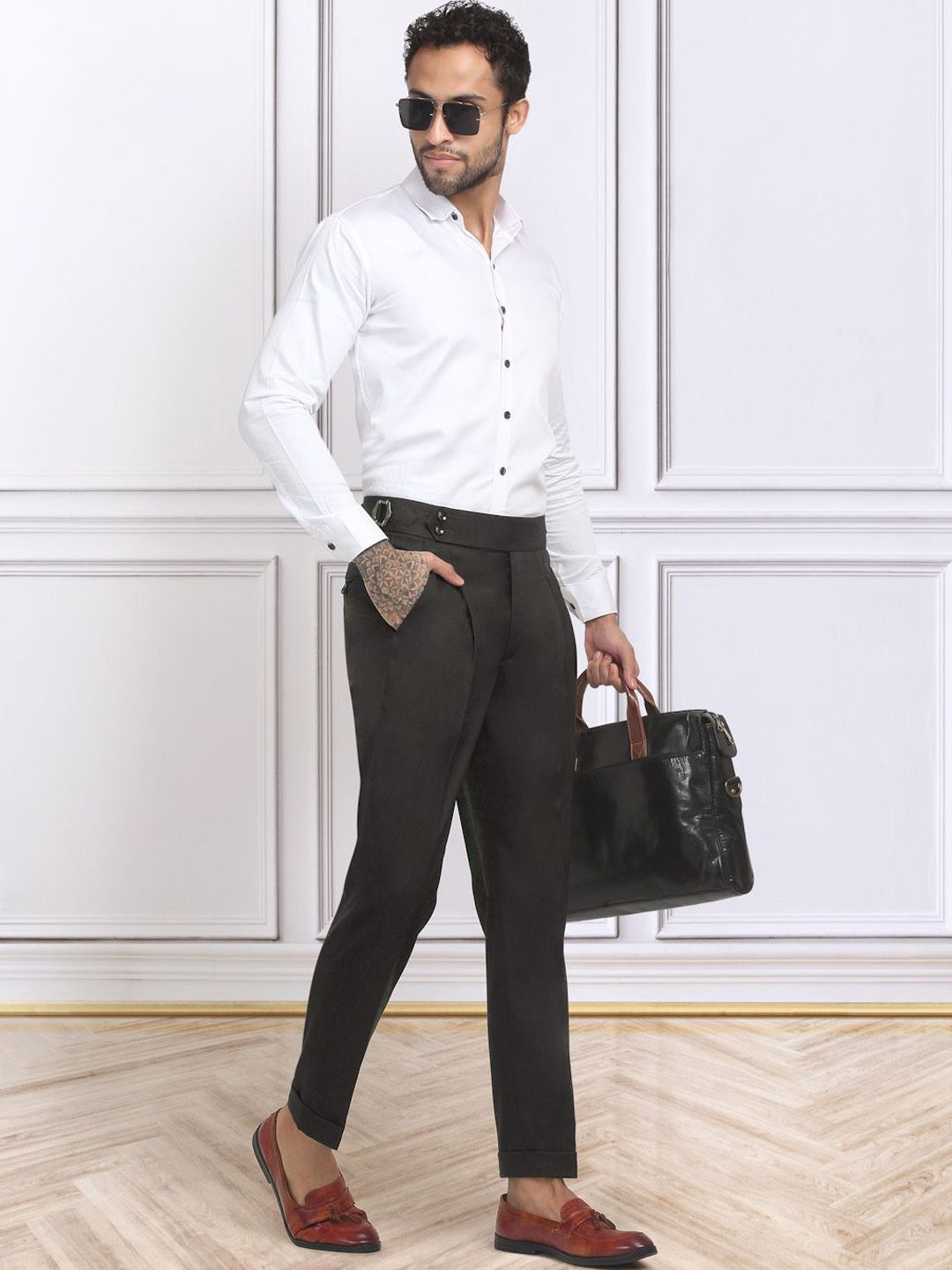 Seluar Gurkha Slim Fit Coklat Gelap KLOTTHE Lelaki