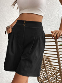 DressBerry Women High-Rise Pleated Shorts