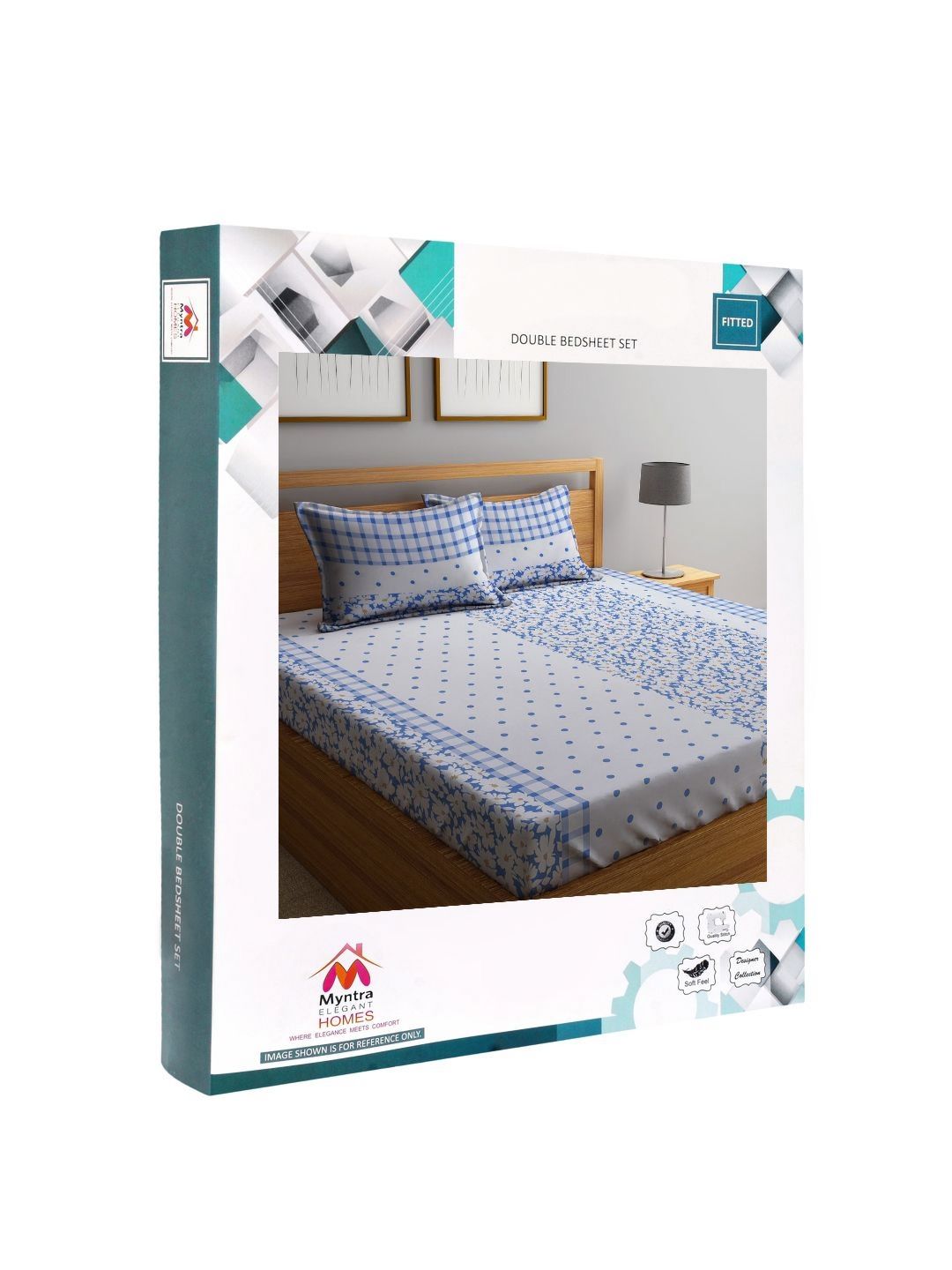 Myntra Elegant Homes White Floral Polycotton 300 TC Fitted King Fine Bedsheet dengan 2 Sarung Bantal-98 x 87 inci