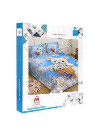 Myntra Elegant Homes Blue Cartoon Characters 300 TC King Bedsheet with 2 Pillow Covers