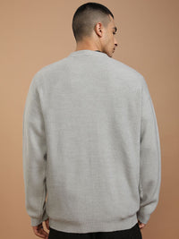 HIGHLANDER Men Embroidered Ribbed Cardigan with Embellished Detail