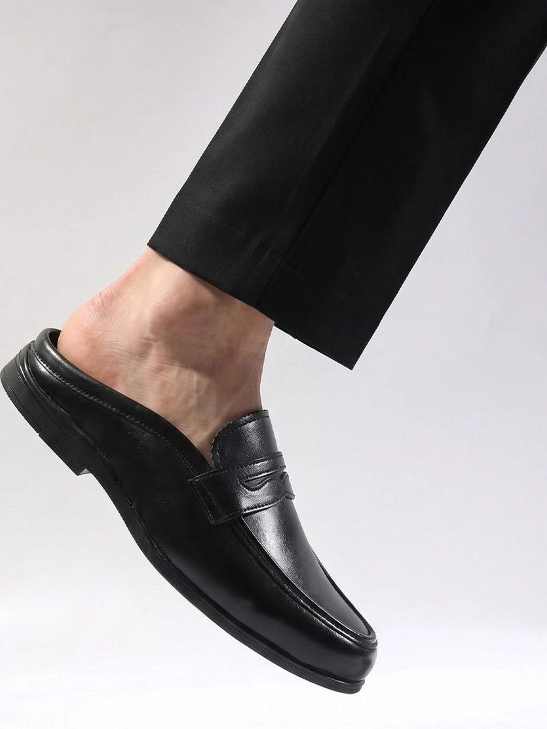 MONKSTORY Atelier 1930 Penny Loafer Mules - Midnight Black