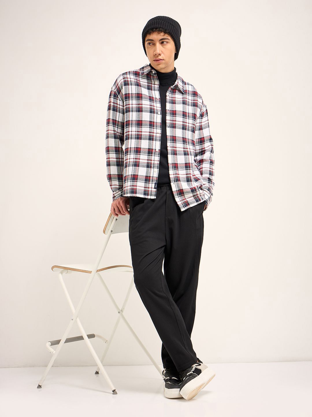 THE BEAR HOUSE Men Tartan Checked Cotton Relaxed Fit Casual Shirt