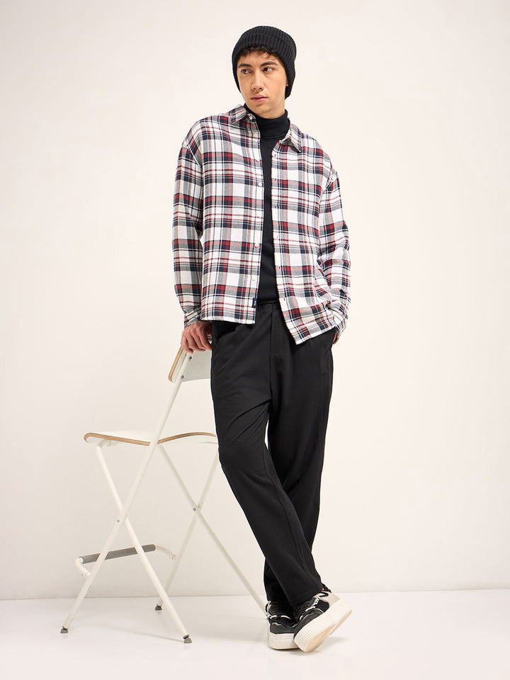 THE BEAR HOUSE Men Tartan Checked Cotton Relaxed Fit Casual Shirt