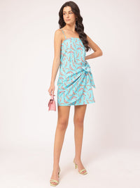 DressBerry Whimsical Wonder Printed Strappy Mini Wrap Dress