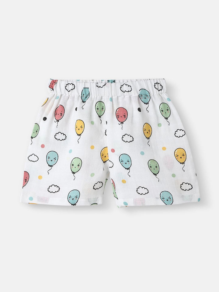Nauti Nati Girls Printed Pure Cotton Top With Shorts