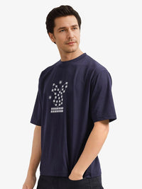 RARE RABBIT Men Graphic Printed Round Neck Cotton Relaxed Fit T-shirt