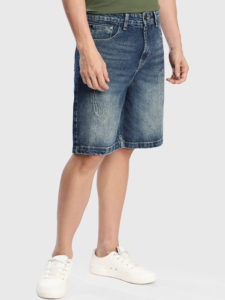 Bene Kleed Men Relaxed Fit Distressed Denim Shorts