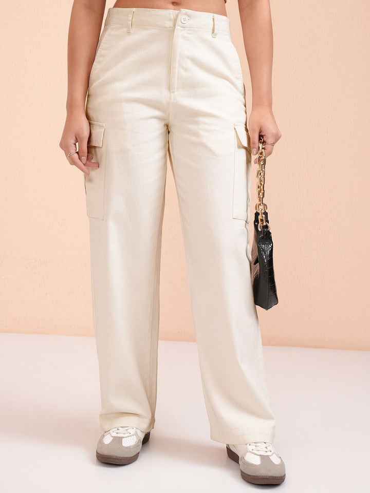 Street By Tokyo Talkies Women Cotton Straight Fit Cargos Trousers