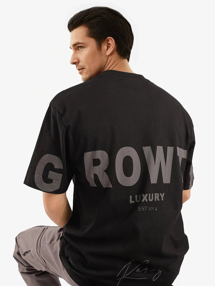 RARE RABBIT Men Typography Printed Round Neck Cotton Oversized T-shirt