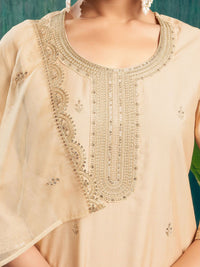 KALINI Ethnic Motifs Embroidered Sequinned Chanderi Silk Kurta & Trouser & Dupatta