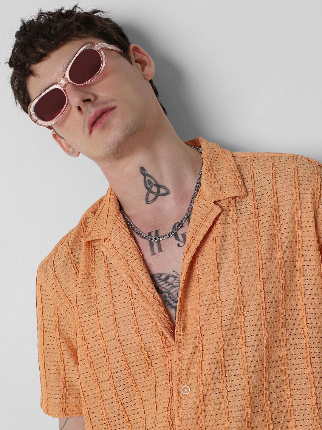 VASTRADO Men Classic Cuban Collar Solid Casual Shirt