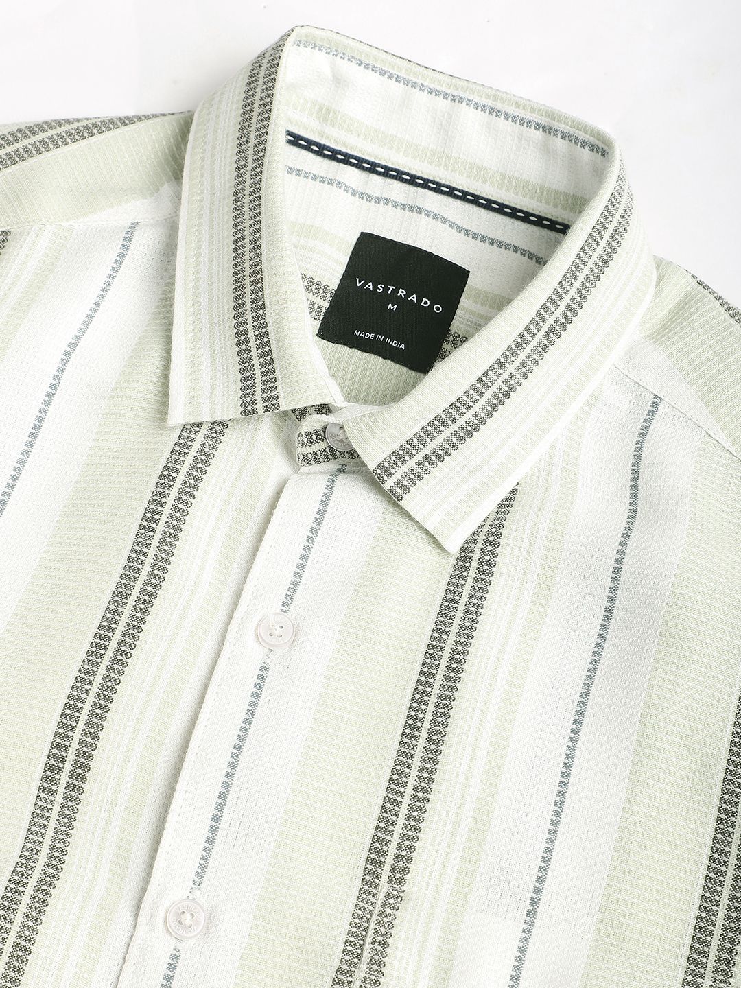 VASTRADO Men Classic Spread Collar Multi Striped Cotton Slim Fit Casual Shirt