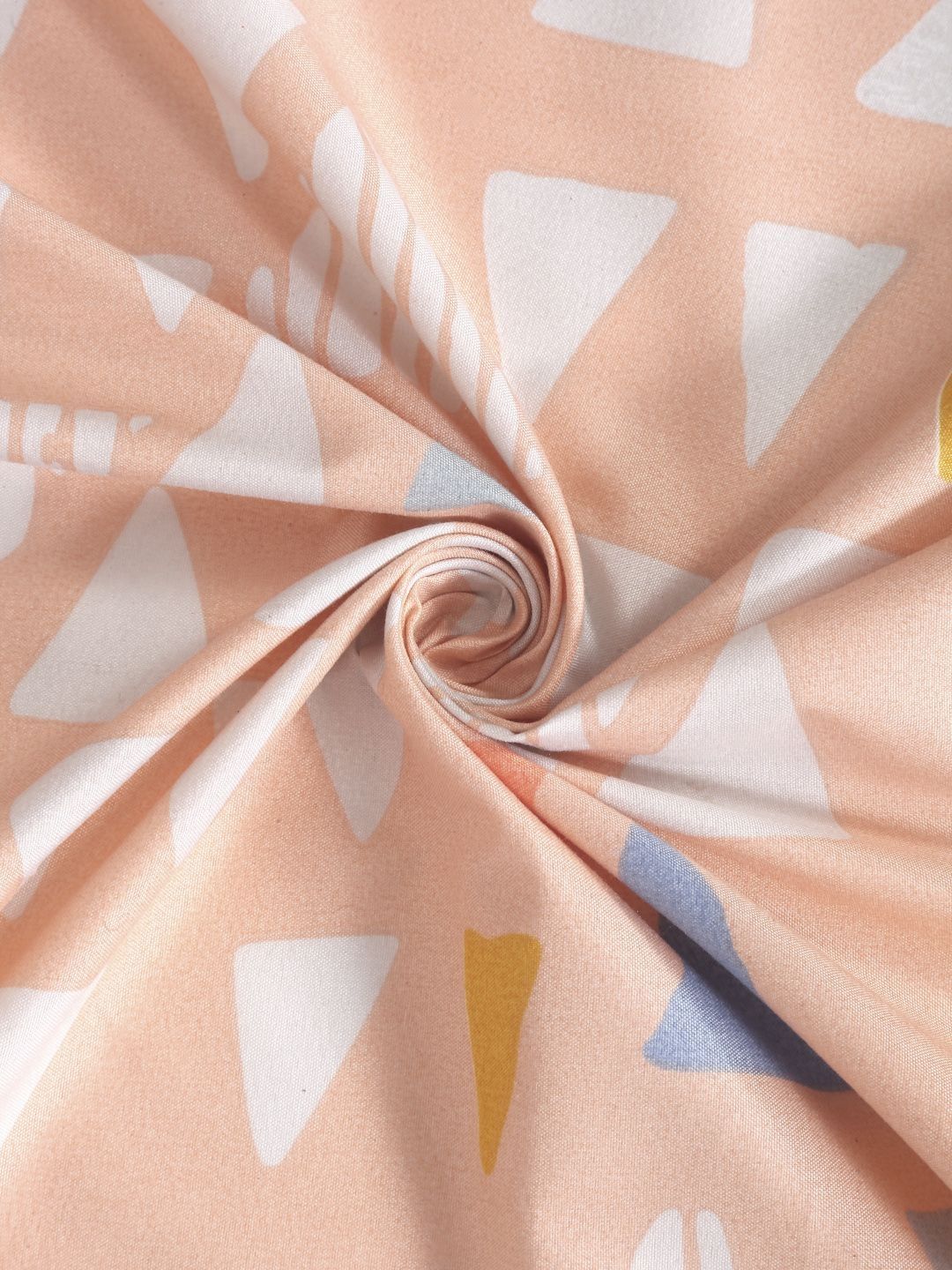 Myntra Elegant Homes Peach Geometric Polycotton 300 TC Cadar Katil Halus King dengan 2 Sarung Bantal-98 x 87 inci