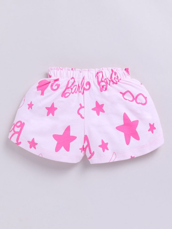 Happy Faces Kids Girls Barbie Printed Pure Cotton Shorts