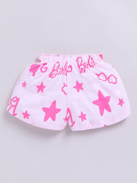 Happy Faces Kids Girls Barbie Printed Pure Cotton Shorts