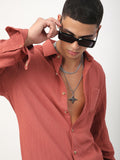 VASTRADO Men Classic Spread Collar Textured Casual Shirt
