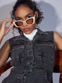 Pakaian baju tanpa lengan sassafras denim