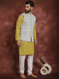 Anouk Embroidered Regular Thread Work Cotton Kurta with Churidar