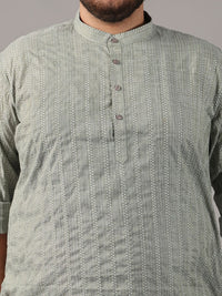 SOJANYA PLUS Size Geometric Woven Design Band Collar Cotton Straight Kurta
