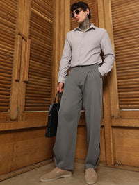 Campus Sutra Men Comfort Pleated Relaxed Fit Trousers