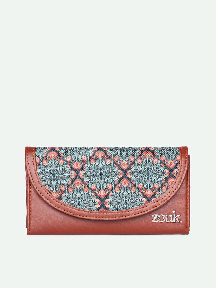 Zouk Wanita Etnik Motif Dicetak Kolkata Nouveau Kyra Flap Wallet