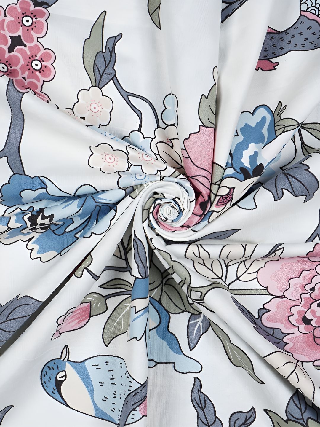 Story@home White & Pink 8 Pieces Floral Printed Satin Finish Diwan Set