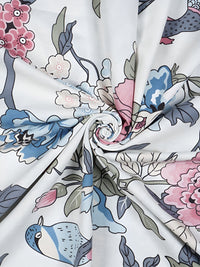 Story@home White & Pink 8 Pieces Floral Printed Satin Finish Diwan Set