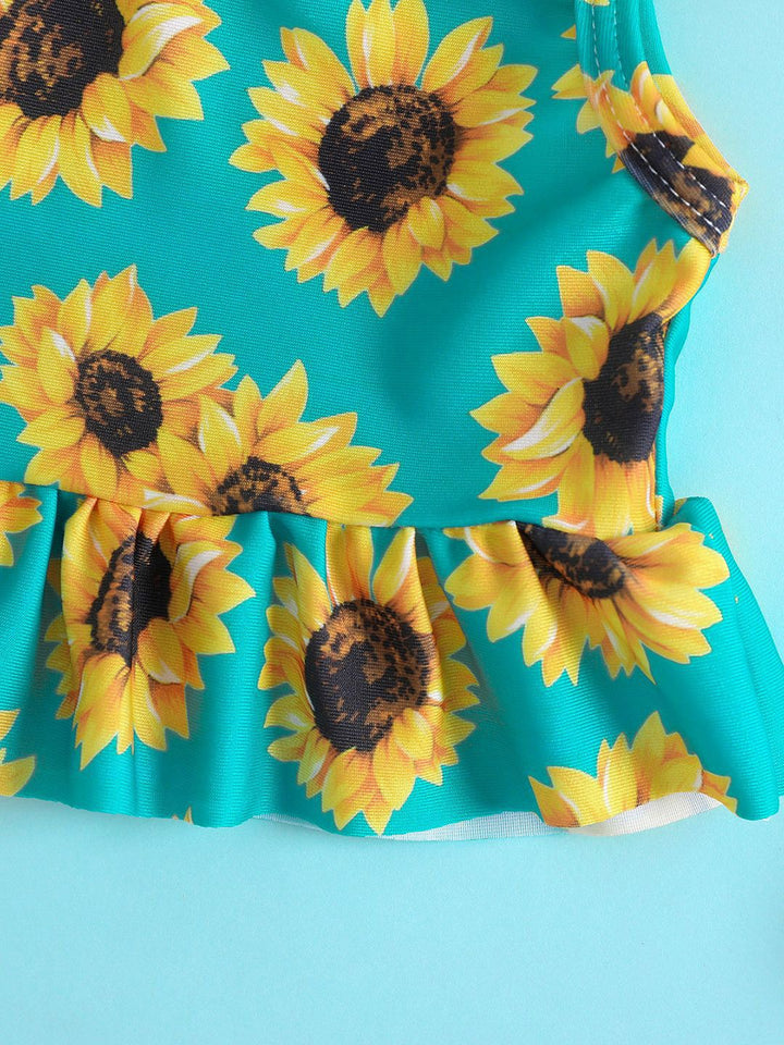 YK Infant Girls Floral Printed Top & Briefs Swim Set