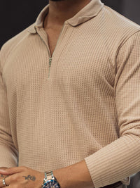Powerlook Men Self Design Polo Collar Cotton T-shirt