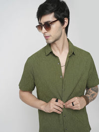 VASTRADO Men Classic Spread Collar Textured Slim Fit Casual Shirt
