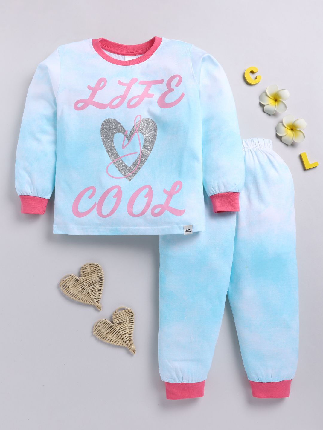 Moms Love Girls Graphic Printed Full Sleeves T-shirt With Joggers