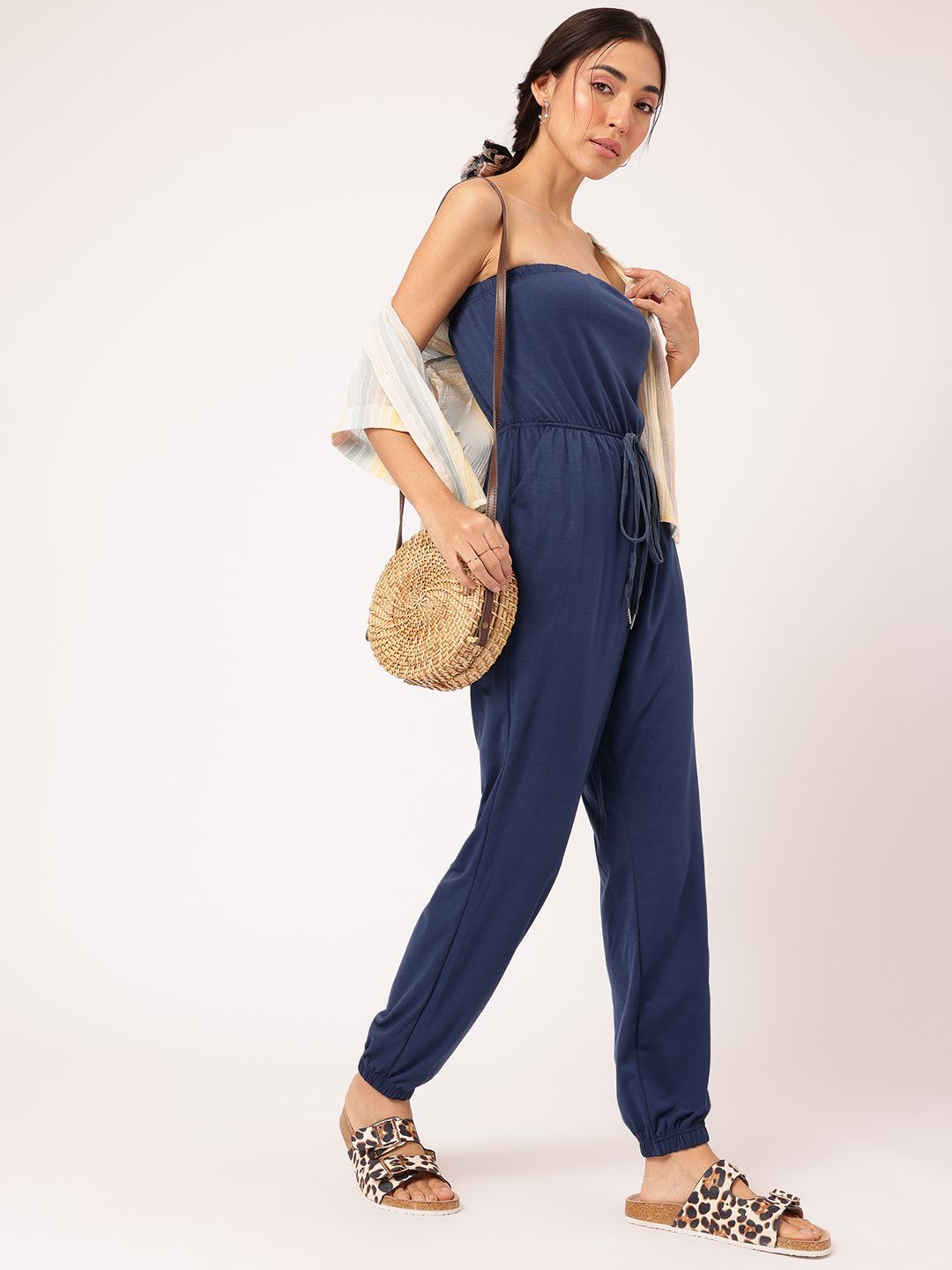 DressBerry Strapless Chic Vibes Waist Tie-Up Bandeau Jumpsuit