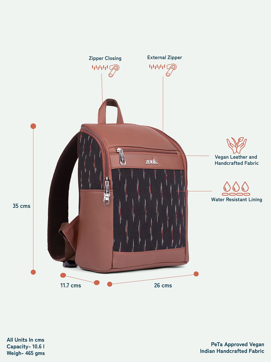 ZOUK Unisex Geometric Printed Backpack