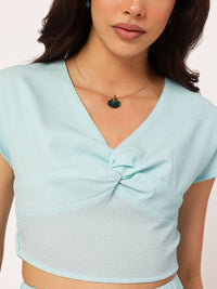 DressBerry Cozy Couture Cropped Twisted Seersucker Co-Ords