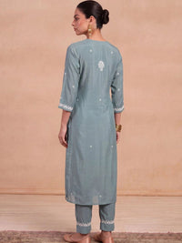 House of Chikankari Women Ethnic Motifs Embroidered Regular Thread Work Kurta with Trousers