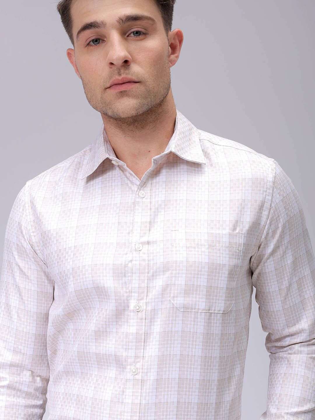 The Indian Garage Co. X Luxe Men Spread Collar Checked Slim Fit Formal Shirt