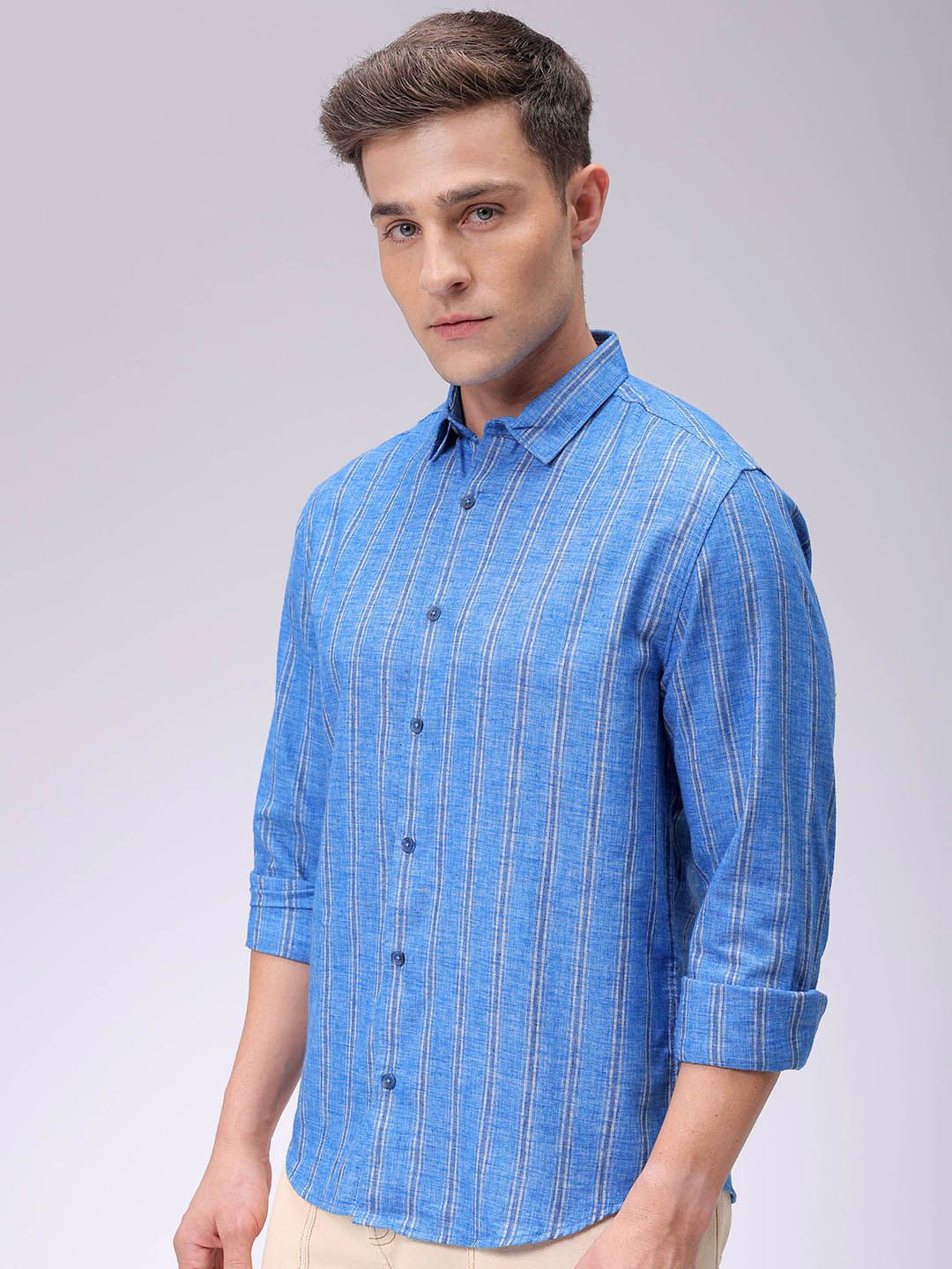 The Indian Garage Co Men Slim Fit Multi Stripes Opaque Striped Casual Shirt