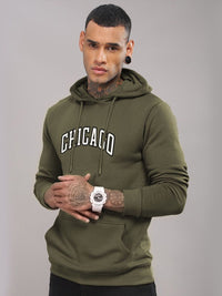 ADRO Men Typography Printed Hood Cotton Pullover Sweatshirt
