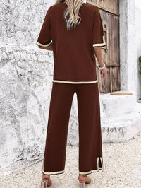 all about you Brown & White Round Neck Top & Trouser Co-Ords
