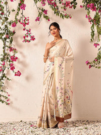 Silk Land Tussar Color Soft Silk Floral Digital Printed Saree