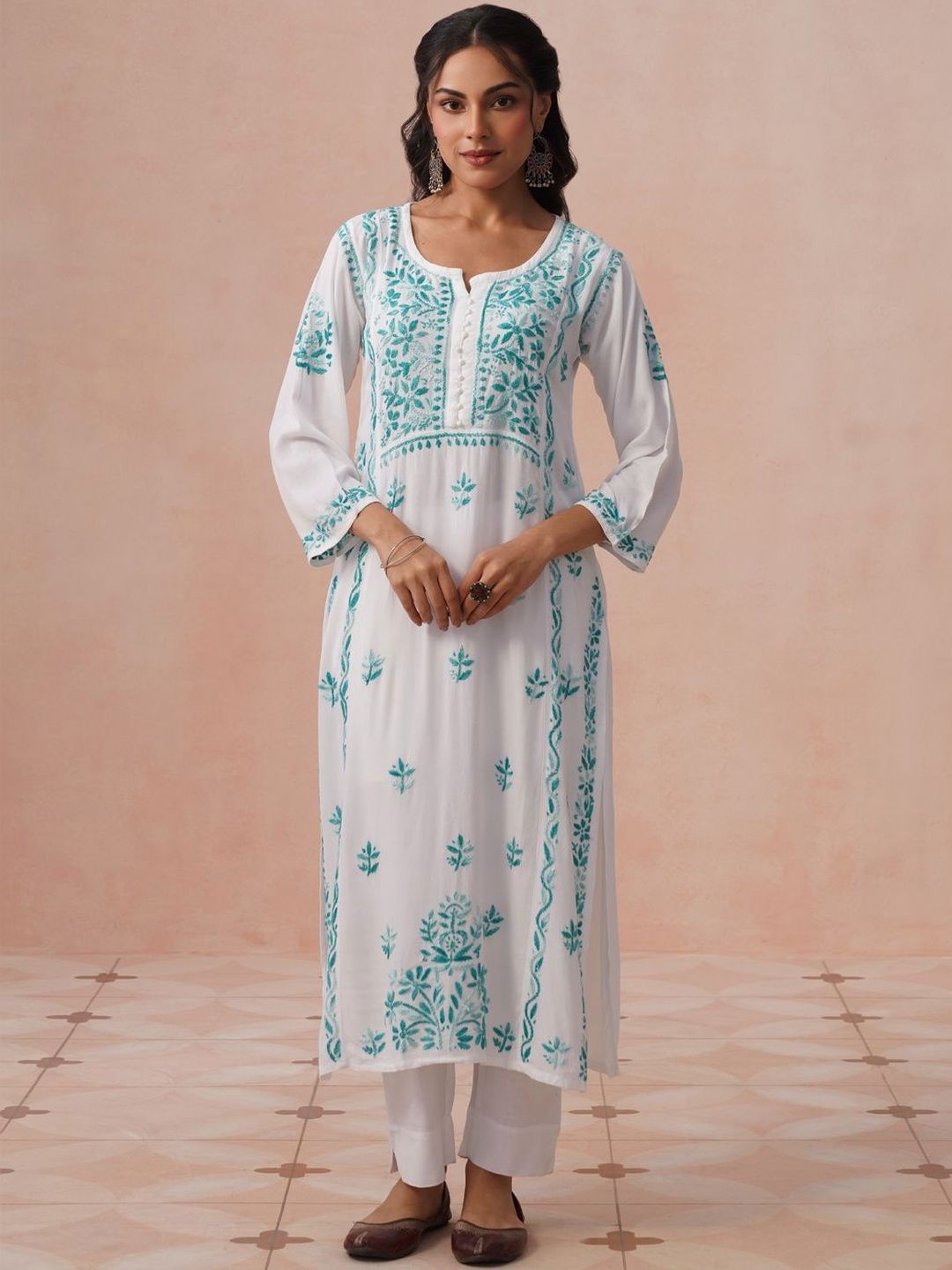 Rumah Wanita Chikankari Sulam Kurta Chikankari